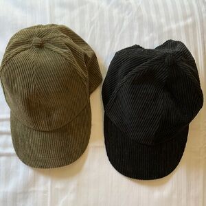 Corduroy Baseball Cap Set - Black and Olive